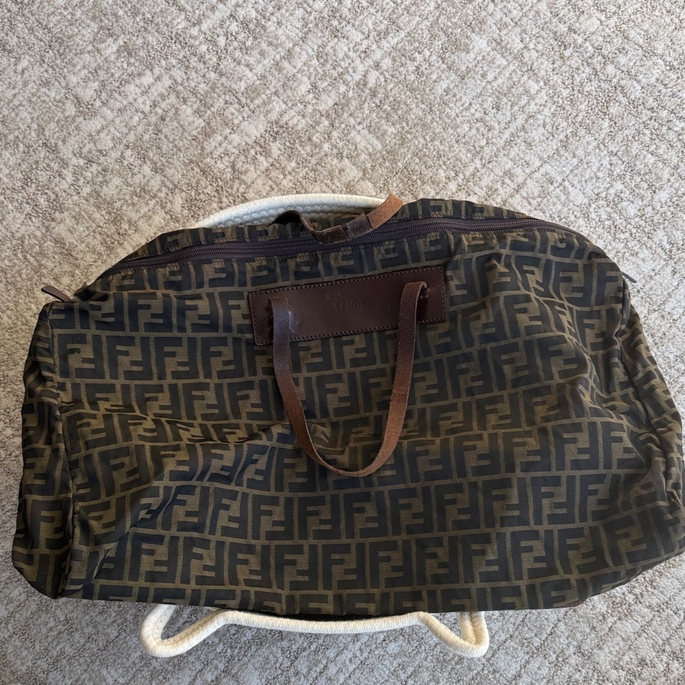 MINOR REHAB - Fendi Zucca Black and Brown Duffel Bag. Vintage - Picture 2 of 10